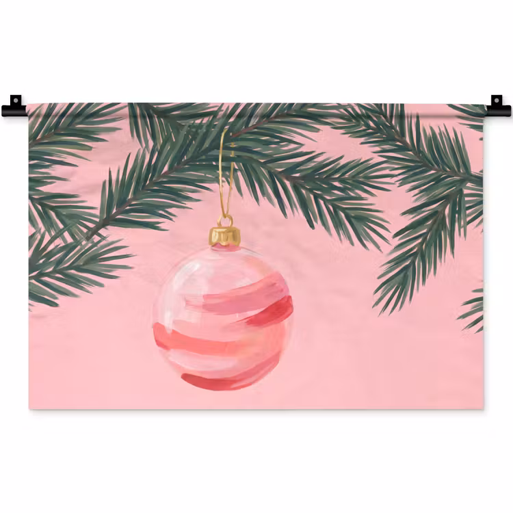 Wandkleed - Kerstbal - Roze - Kerst — 1