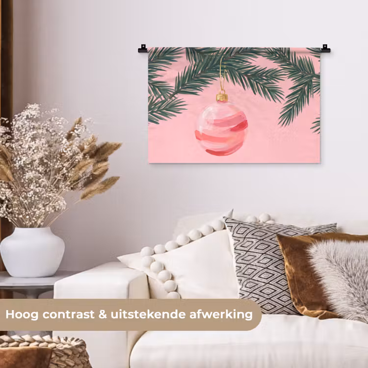 Wandkleed - Kerstbal - Roze - Kerst — 4