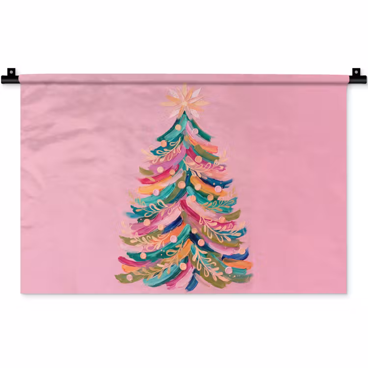Wandkleed - Kerstboom - Abstract - Kleurrijk — 1