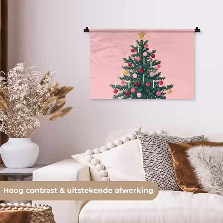 Wandkleed - Kerstboom - Kerst - Roze — 4