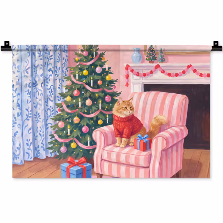 Wandkleed - Kat - Kerst - Interieur — 1