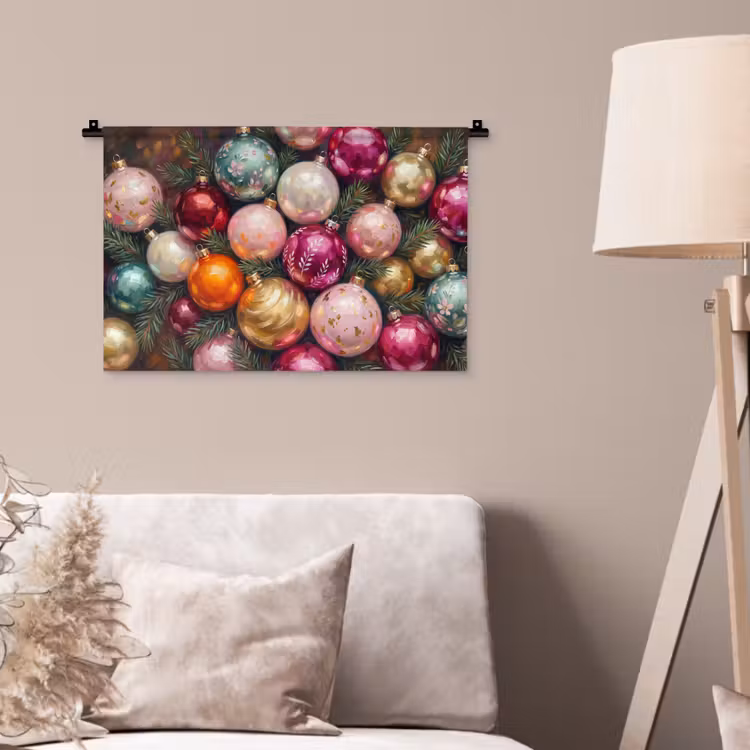 Wandkleed - Kerstballen - Kleurrijk - Feest — 2