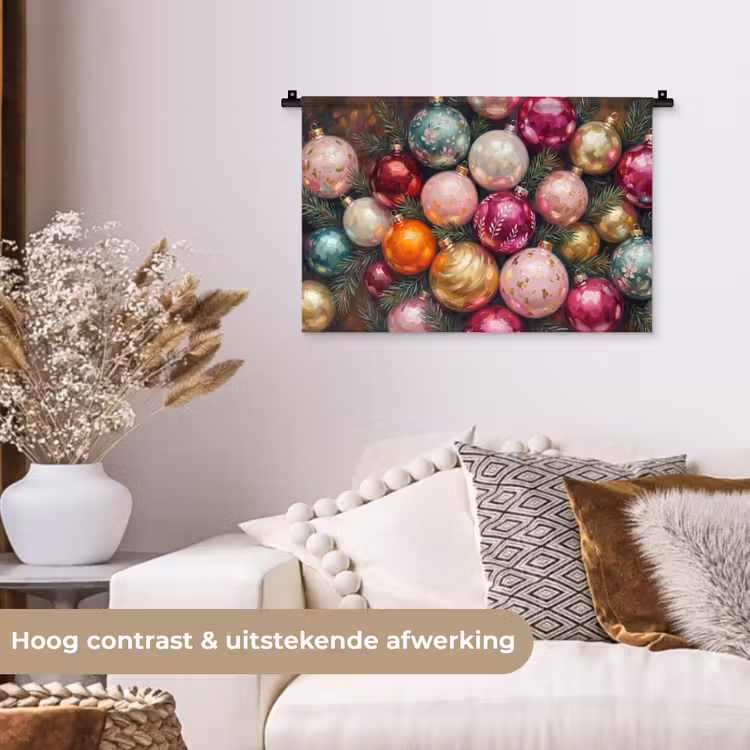 Wandkleed - Kerstballen - Kleurrijk - Feest — 4
