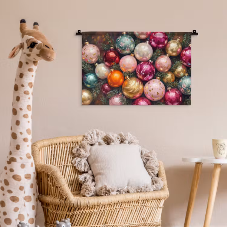 Wandkleed - Kerstballen - Kleurrijk - Feest — 5