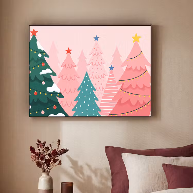 Art frame - Kerstbomen - Illustratie - Roze — 3