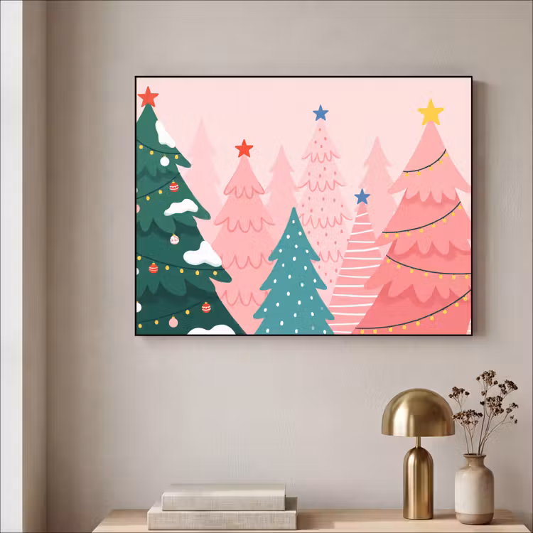 Art frame - Kerstbomen - Illustratie - Roze — 5