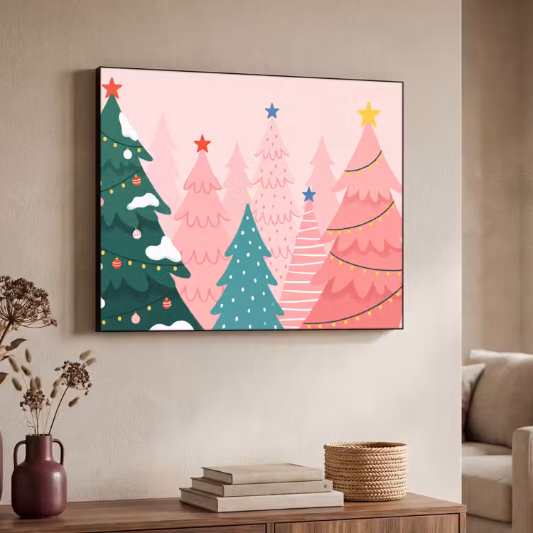 Art frame - Kerstbomen - Illustratie - Roze — 7