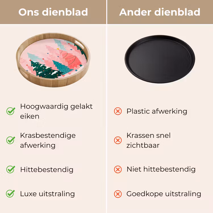 Dienblad - Kerstbomen - Illustratie - Roze — 3