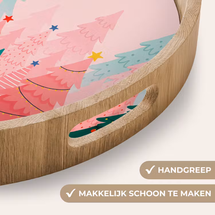 Dienblad - Kerstbomen - Illustratie - Roze — 5
