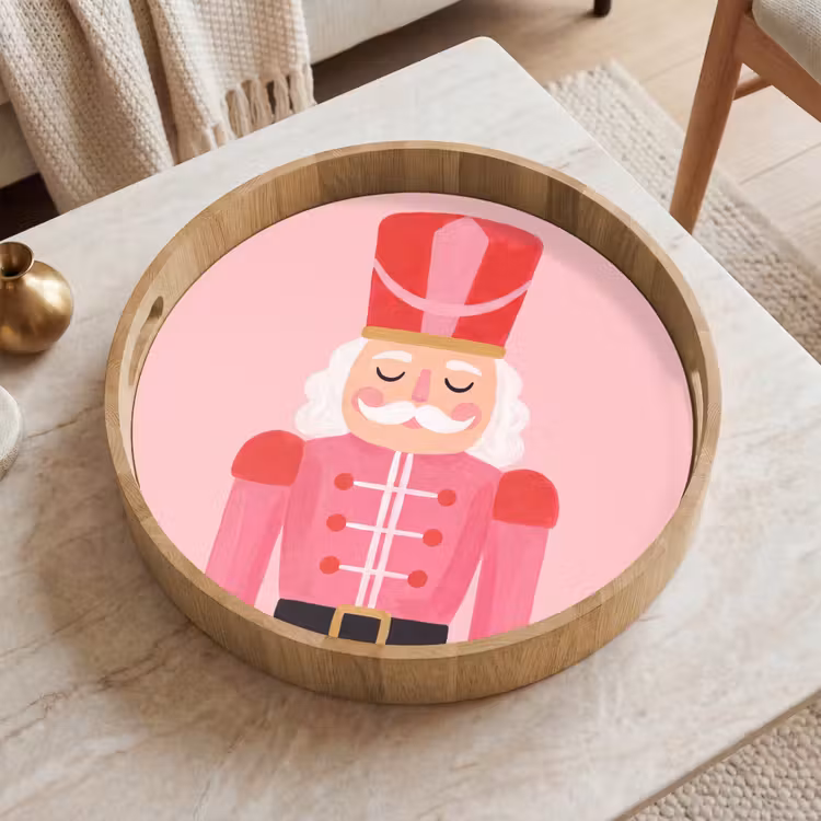 Dienblad - Notenkraker roze illustratie — 2