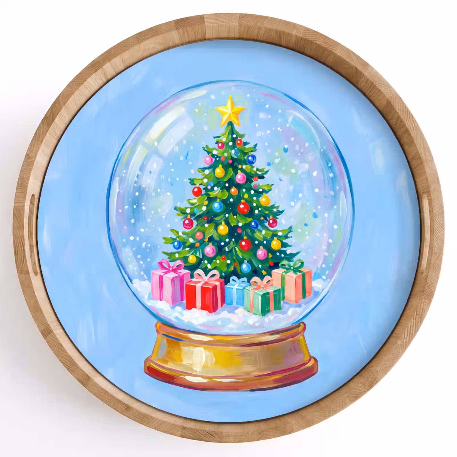 Dienblad - Sneeuwbol - Kerst - Cadeaus — 1