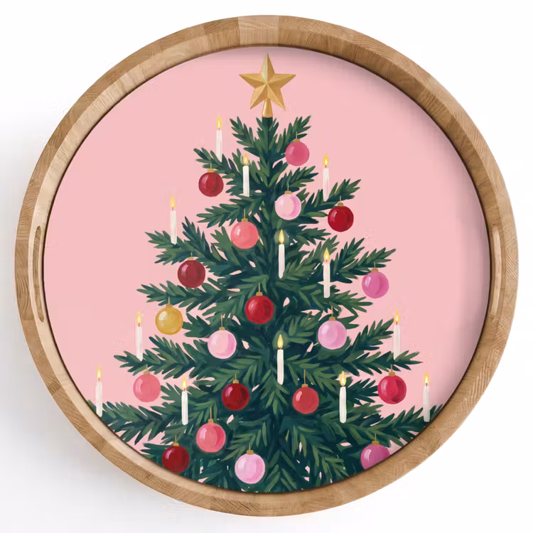 Dienblad - Kerstboom - Kerst - Roze — 1