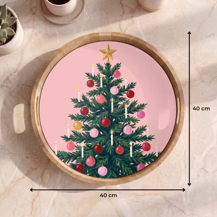 Dienblad - Kerstboom - Kerst - Roze — 9