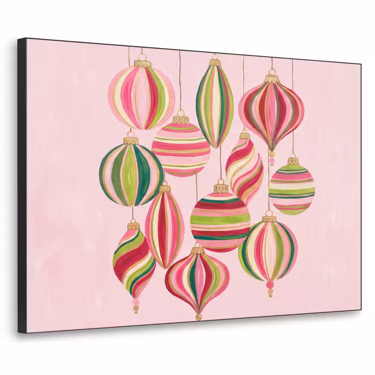 Art frame - Kerstversiering - Gestreept - Roze — 1