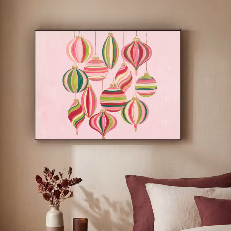 Art frame - Kerstversiering - Gestreept - Roze — 3