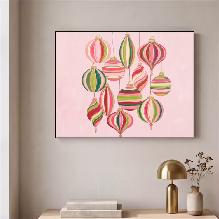 Art frame - Kerstversiering - Gestreept - Roze — 5