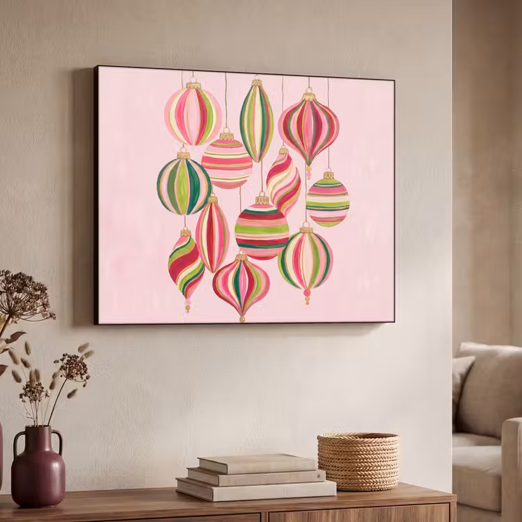 Art frame - Kerstversiering - Gestreept - Roze — 7
