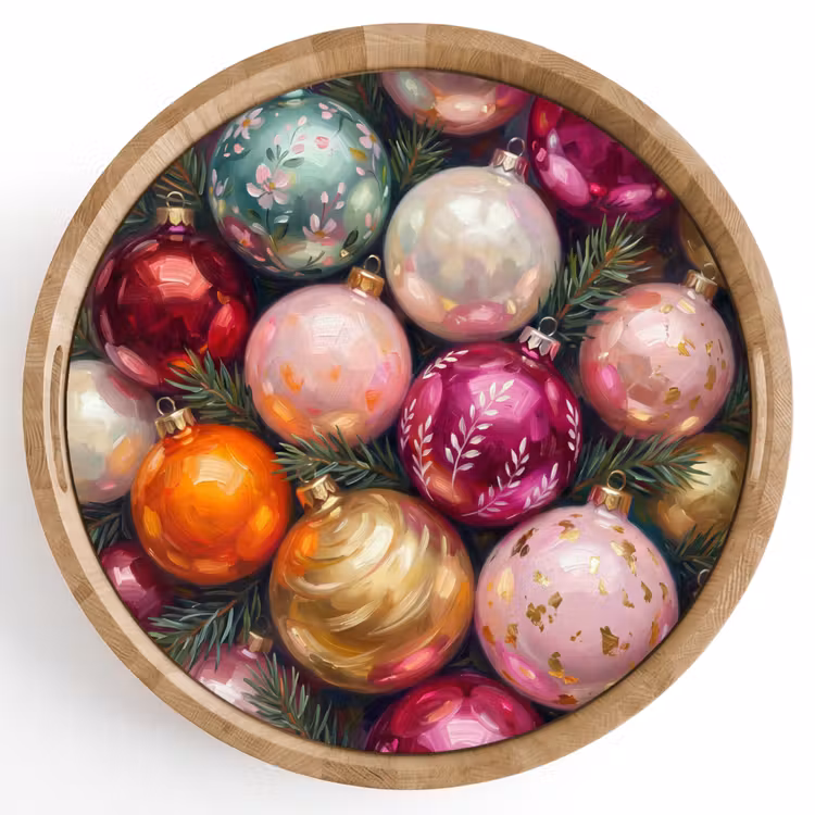 Dienblad - Kerstballen - Kleurrijk - Feest — 1