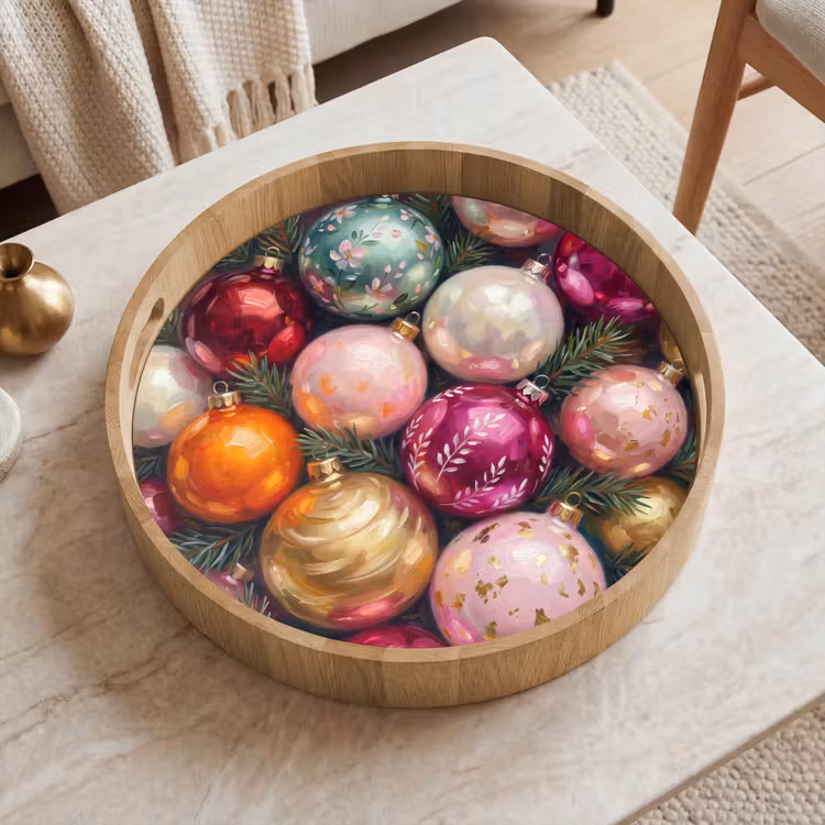 Dienblad - Kerstballen - Kleurrijk - Feest — 2