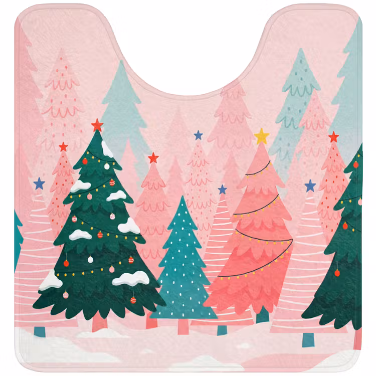WC Mat - Kerstbomen - Illustratie - Roze — 1