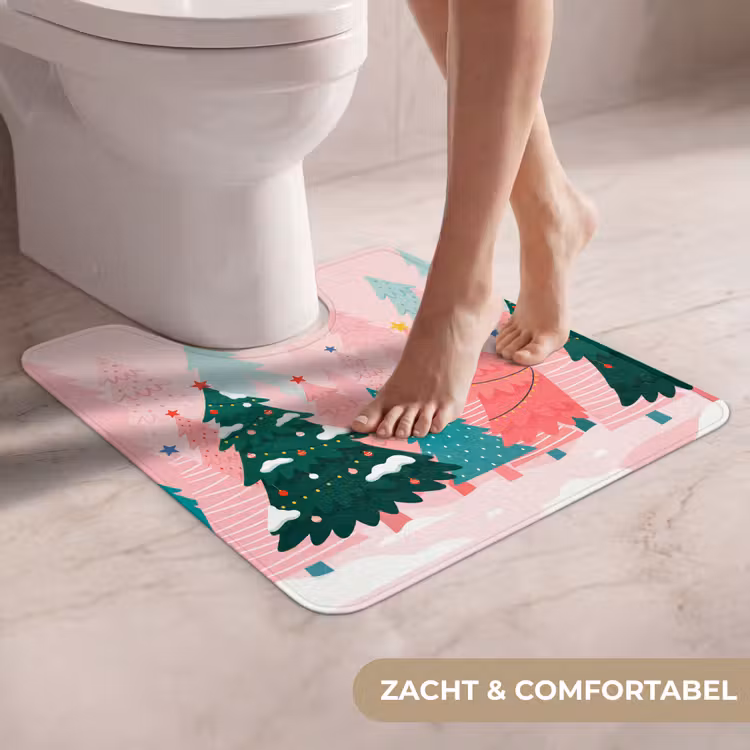 WC Mat - Kerstbomen - Illustratie - Roze — 5