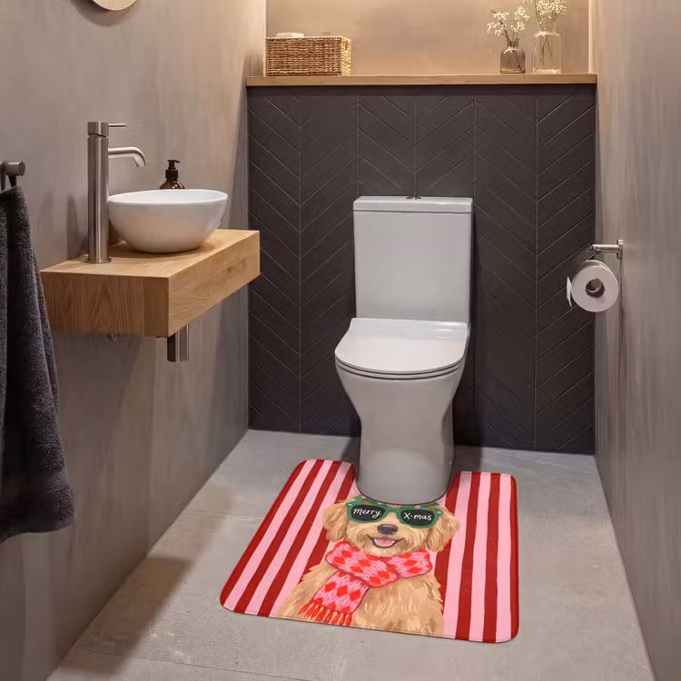 WC Mat - Hond - Kerst - Rood — 2