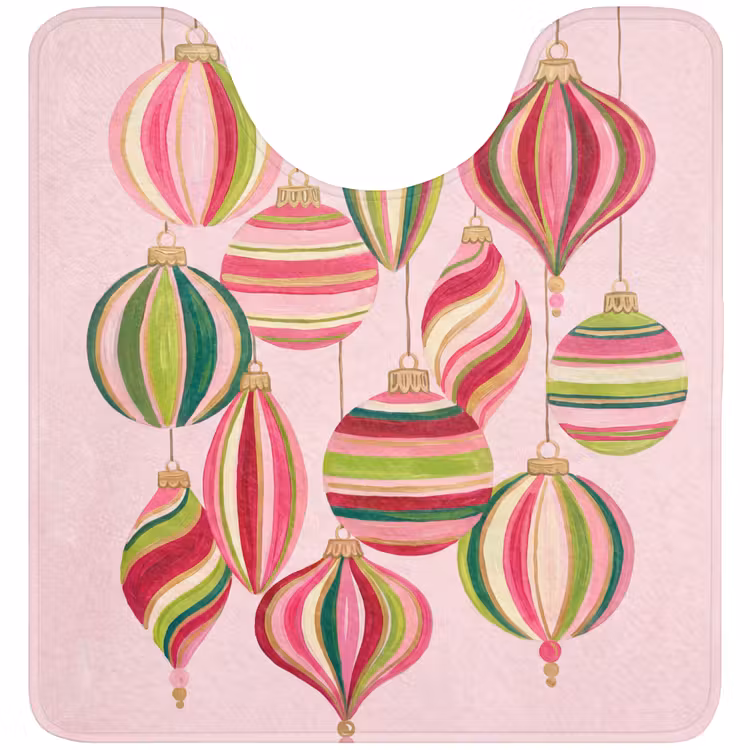 WC Mat - Kerstversiering - Gestreept - Roze — 1