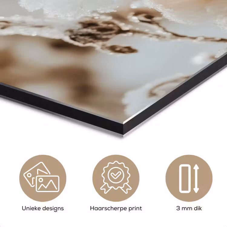Aluminium schilderij - Bloemen - Winter - Wit - Sneeuw - Beige — 7