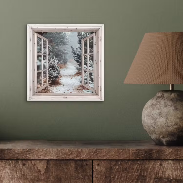 Aluminium schilderij - Bos - Winter - Bomen - Natuur - Pad - Doorkijk - Wit — 3