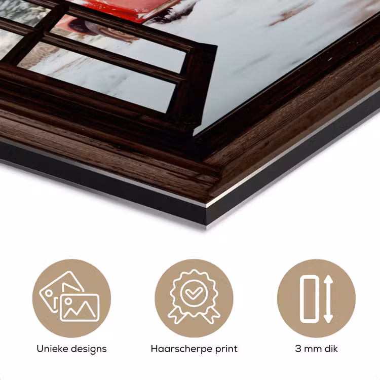 Aluminium schilderij - Doorkijk - Auto - Rood - Cadeaus - Winterlandschap - Kerst — 7