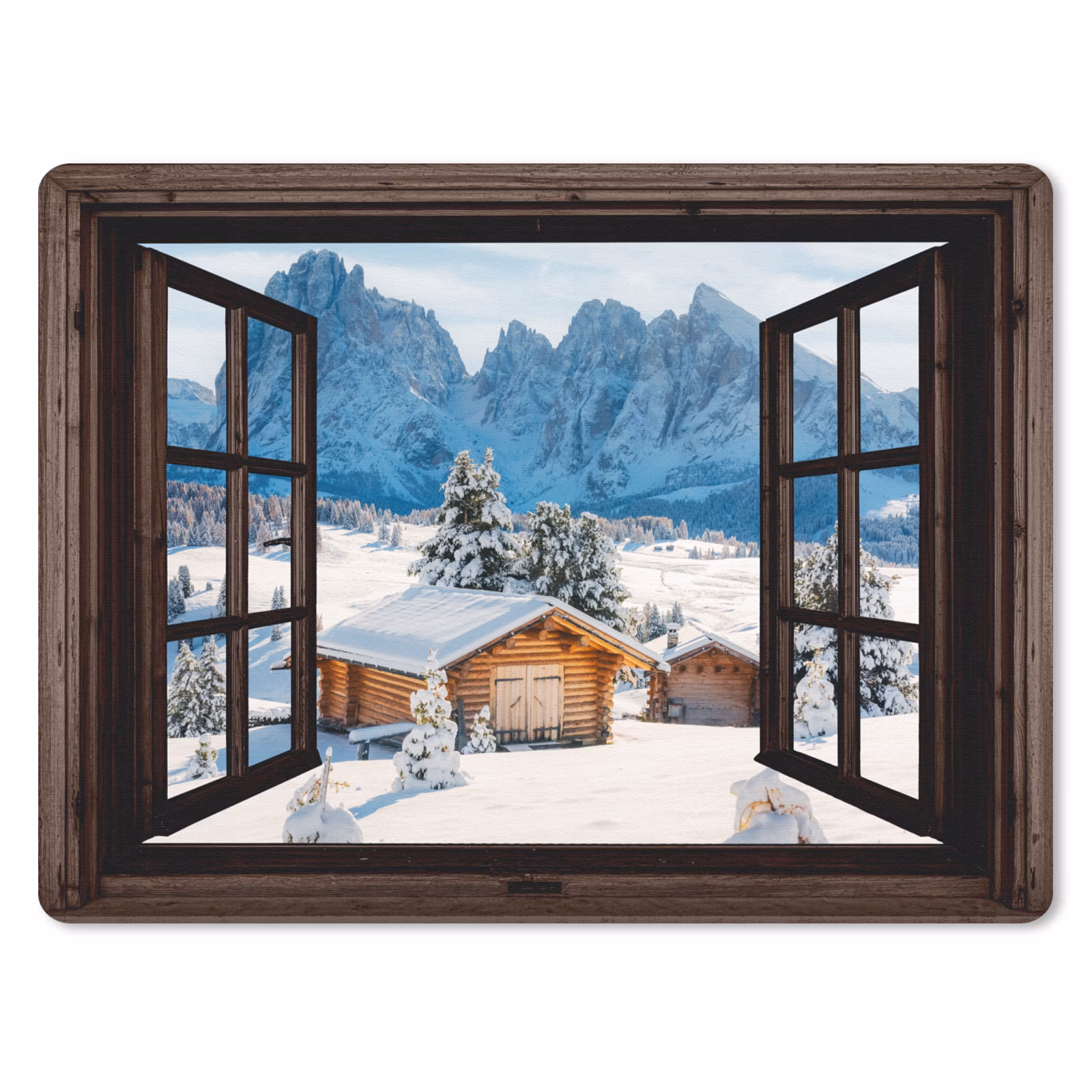 Muismat - Doorkijk - Winter - Landschap - Huisje - Bergen — 1