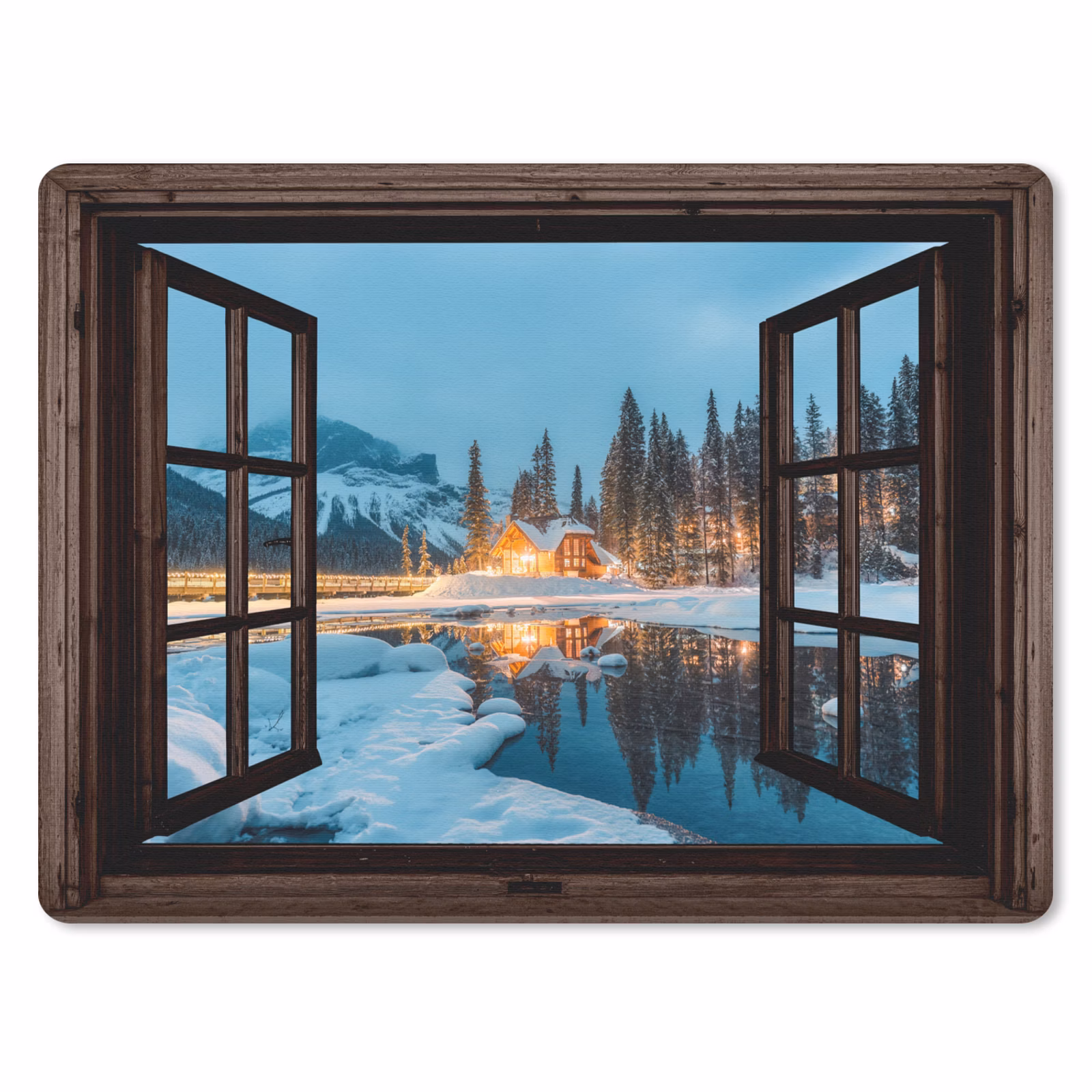 Muismat - Doorkijk - Winter - Landschap - Natuur - Huis - Bergen — 1