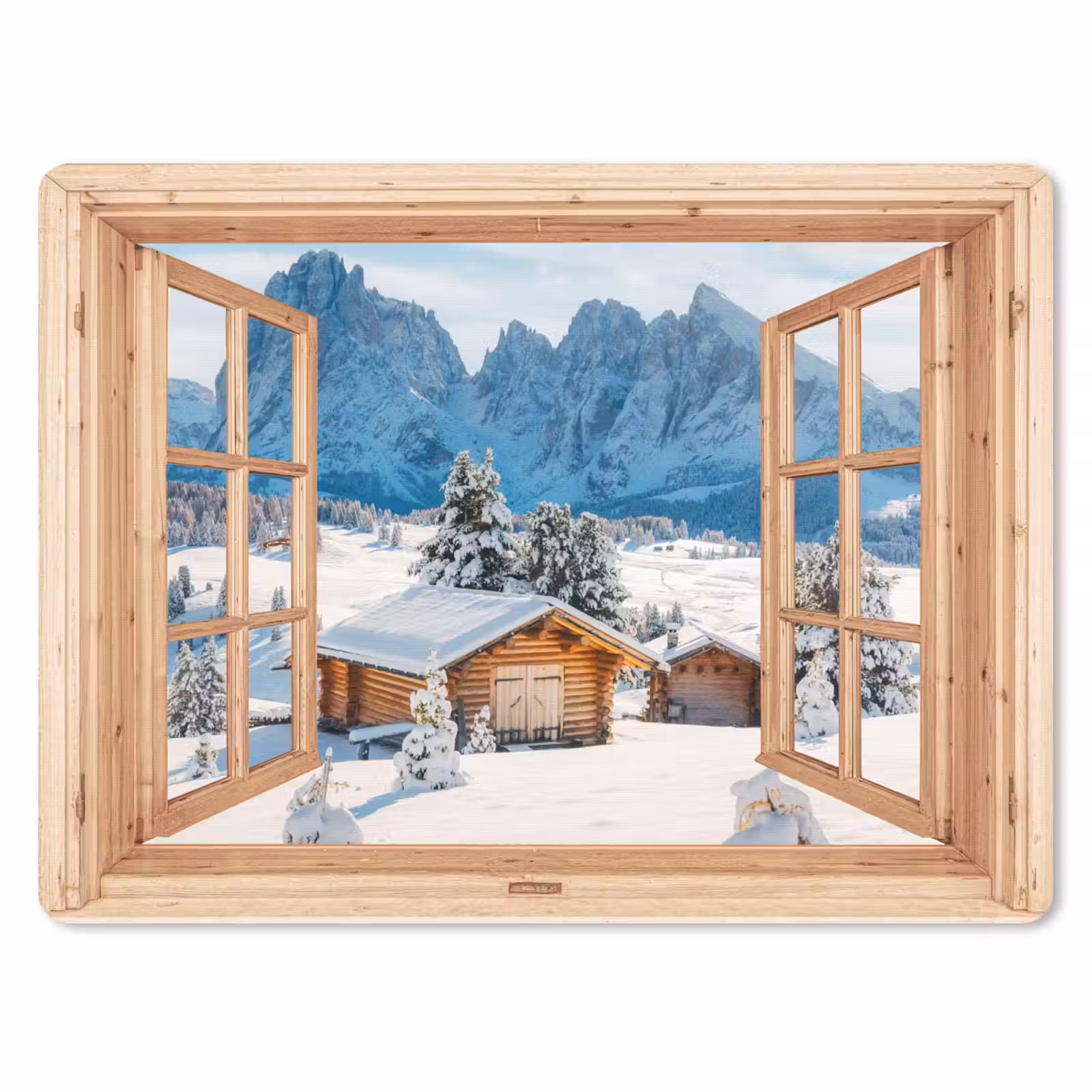 Muismat - Doorkijk - Winterlandschap - Huisje - Bergen - Uitzicht — 1