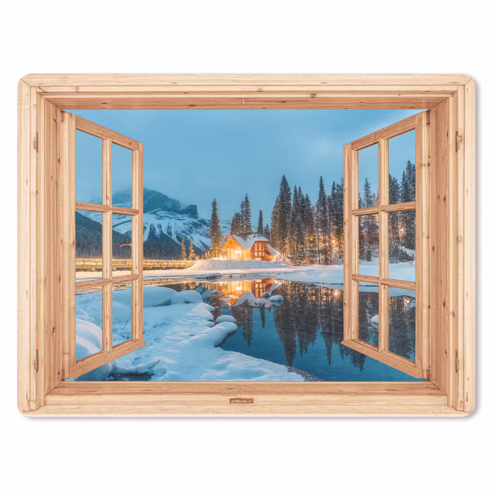 Muismat - Winterlandschap - Natuur - Huis - Bergen - Doorkijk - Raam — 1