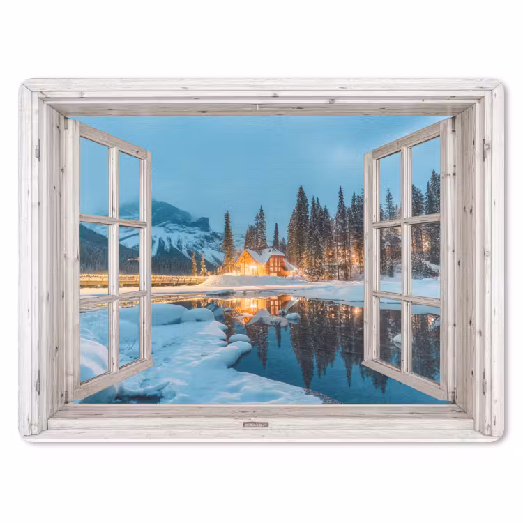 Muismat - Doorkijk - Winterlandschap - Natuur - Huis - Bergen — 1