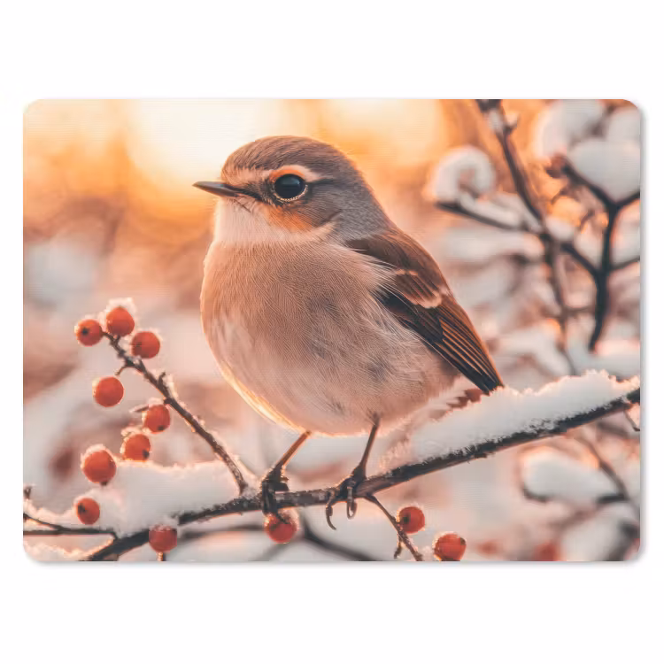 Muismat - Vogel - Tak - Winter - Dieren - Sneeuw — 1