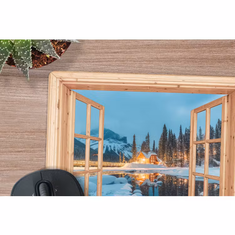 Muismat - Winterlandschap - Natuur - Huis - Bergen - Doorkijk - Raam — 4
