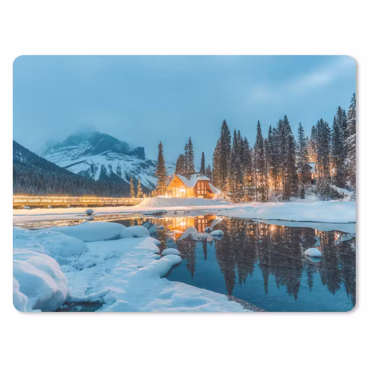 Muismat - Winterlandschap - Natuur - Huis - Bergen - Sneeuw — 1