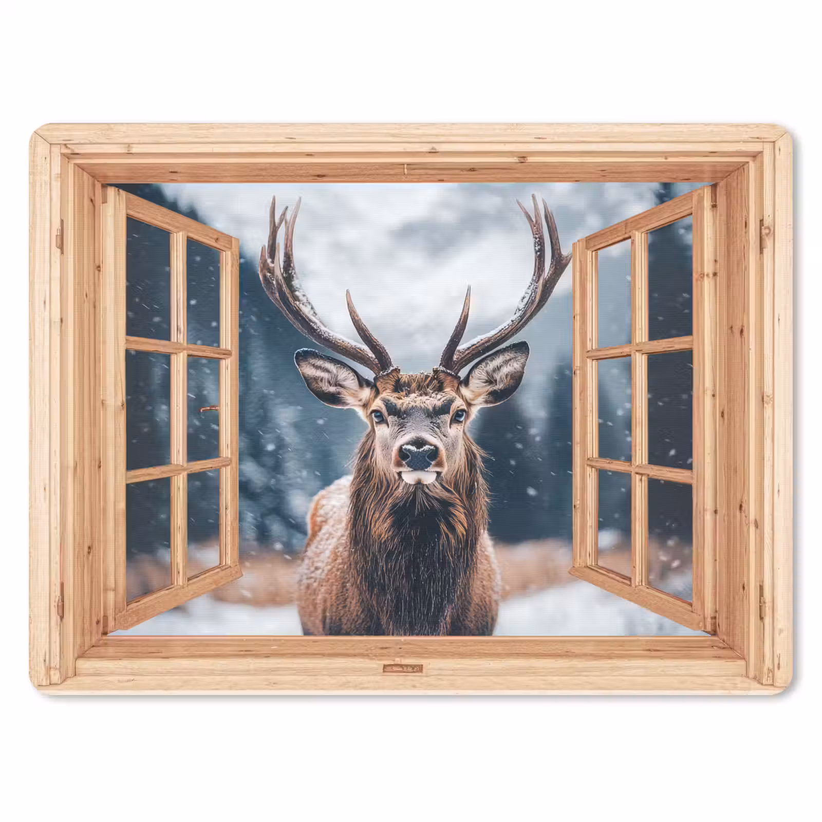 Muismat - Doorkijk - Hert - Dieren - Winterlandschap - Sneeuw — 1