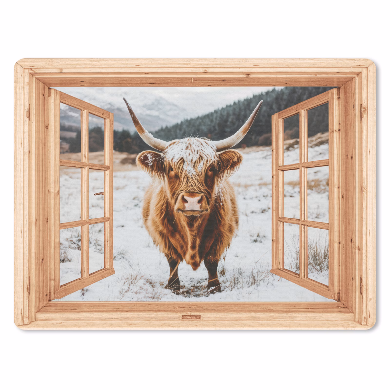 Muismat - Schotse Hooglander - Landschap - Landelijk - Bergen - Winter - Doorkijk — 1