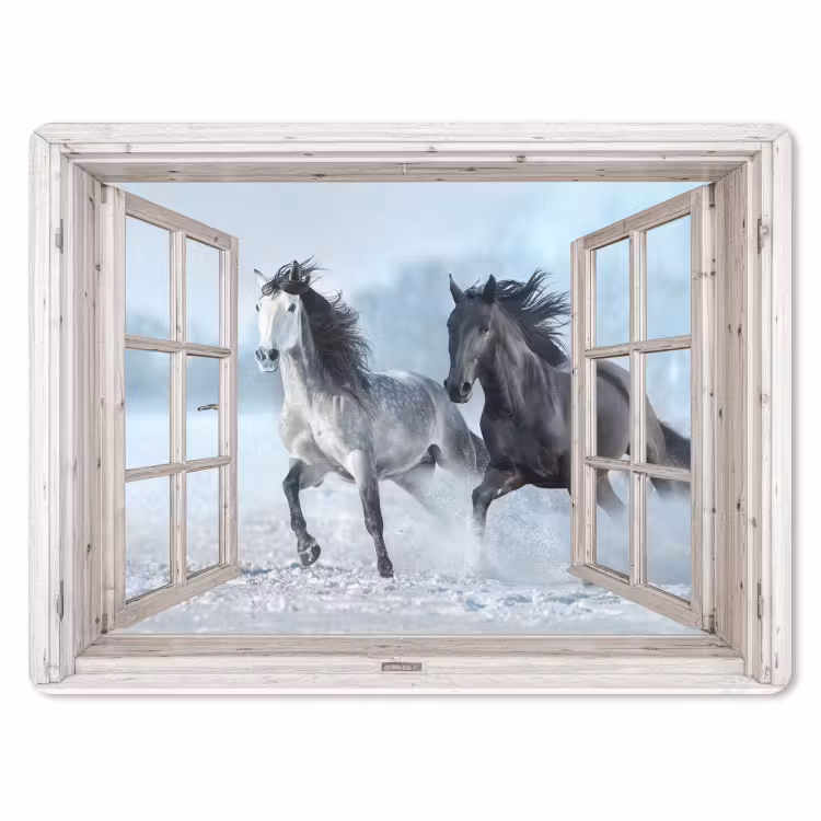 Muismat - Doorkijk - Paarden - Winter - Dieren - Natuur - Wit — 1