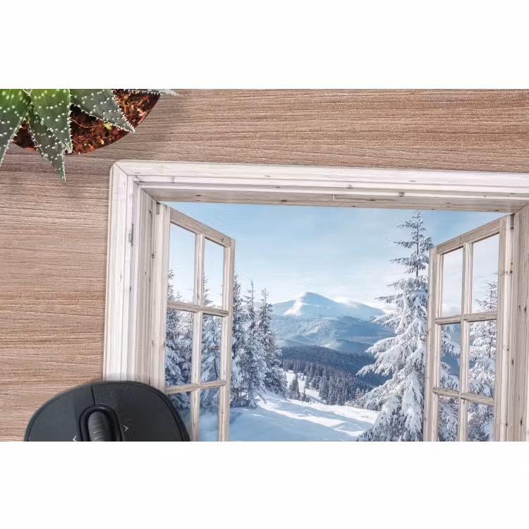 Muismat - Doorkijk - Winter - Landschap - Natuur - Berg - Bomen - Wit — 4