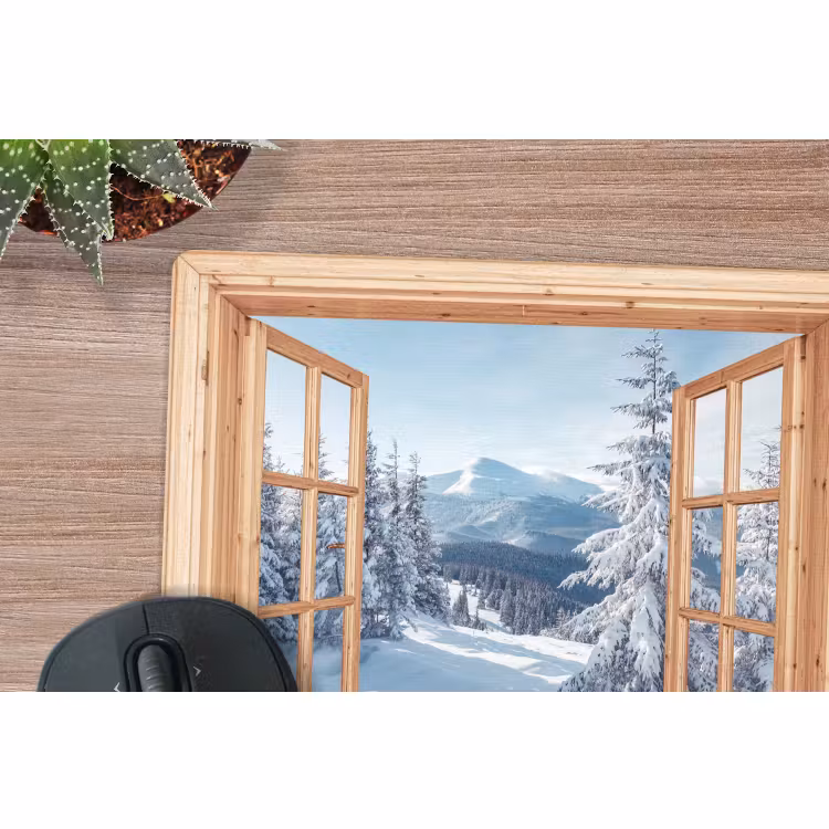 Muismat - Doorkijk - Winterlandschap - Natuur - Berg - Bomen - Hout — 4