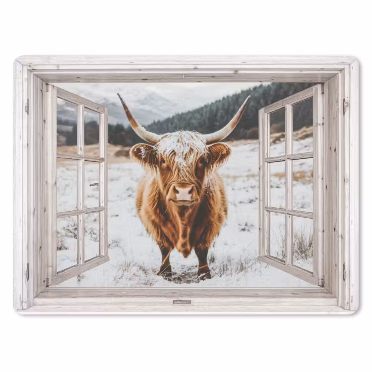 Muismat - Schotse Hooglander - Winterlandschap - Landelijk - Bergen - Doorkijk — 1