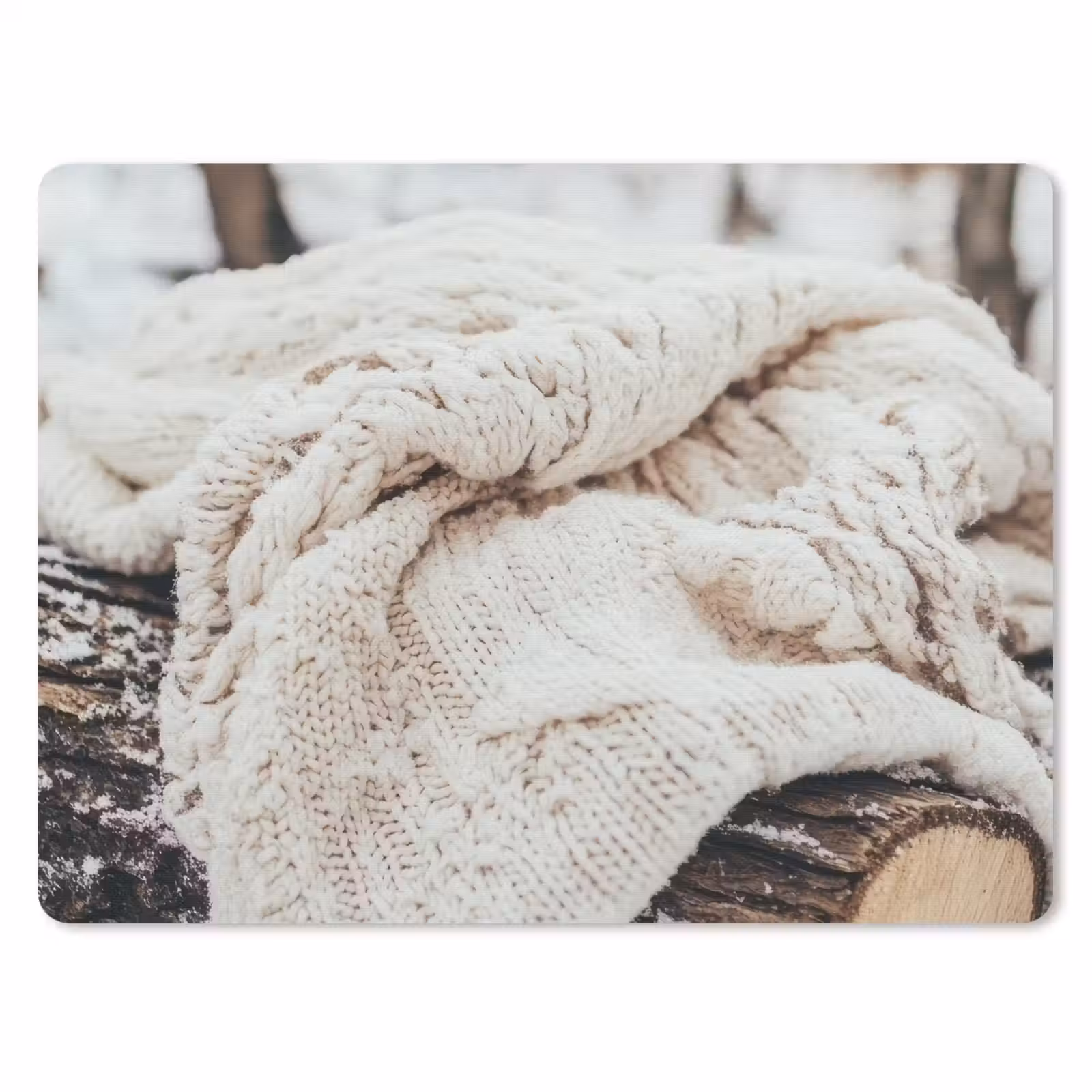 Muismat - Deken - Wit - Boomstronk - Winter - Sneeuw — 1