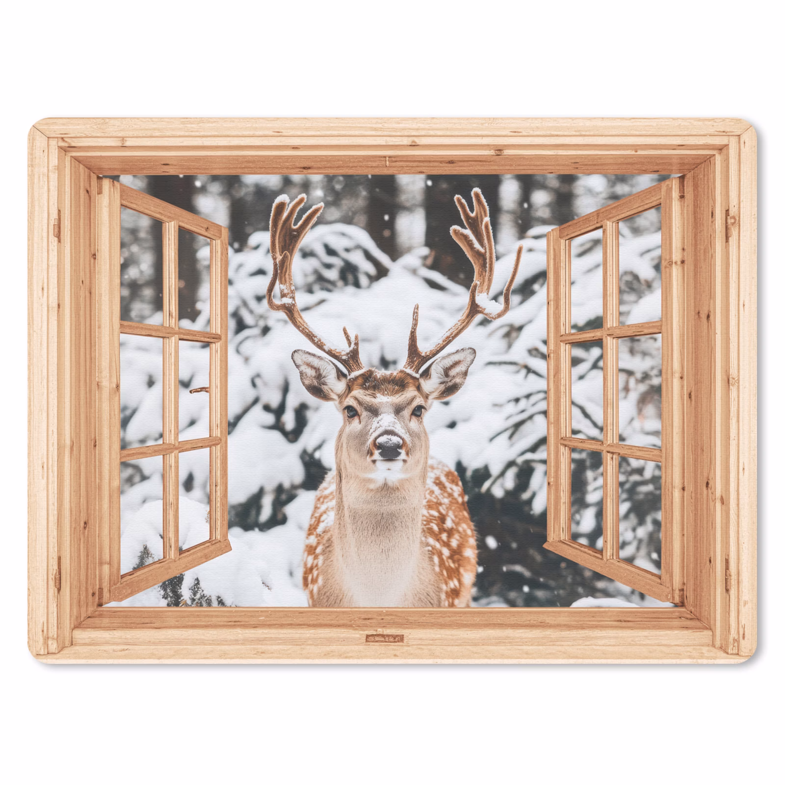 Muismat - Doorkijk - Hert - Sneeuw - Winter - Bos - Dieren — 1
