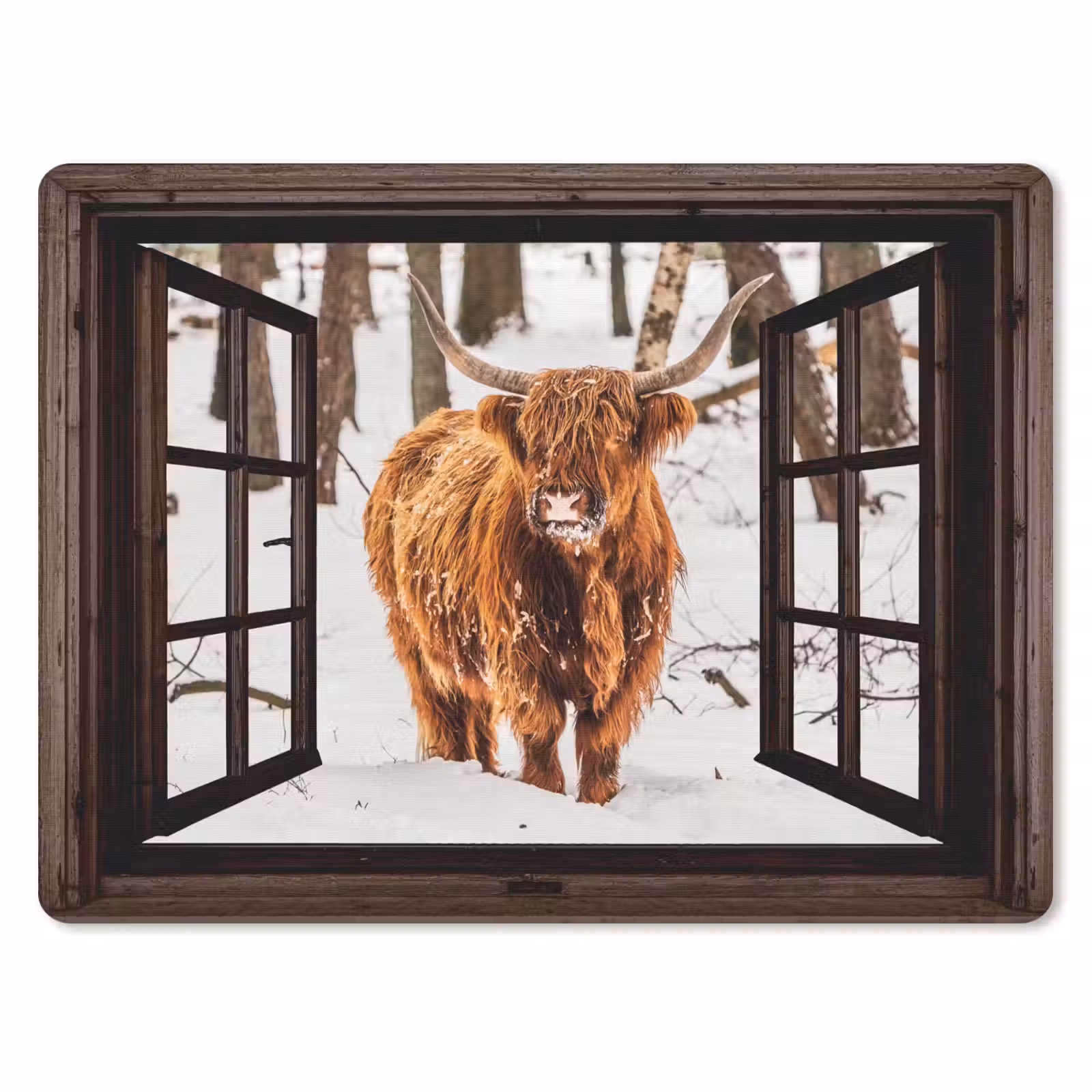 Muismat - Schotse Hooglander - Sneeuw - Natuur - Dieren - Doorkijk - Winter — 1