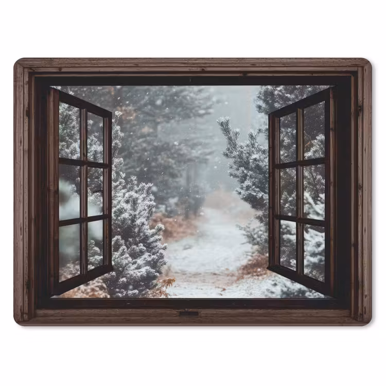 Muismat - Bos - Winter - Bomen - Natuur - Pad - Doorkijk — 1
