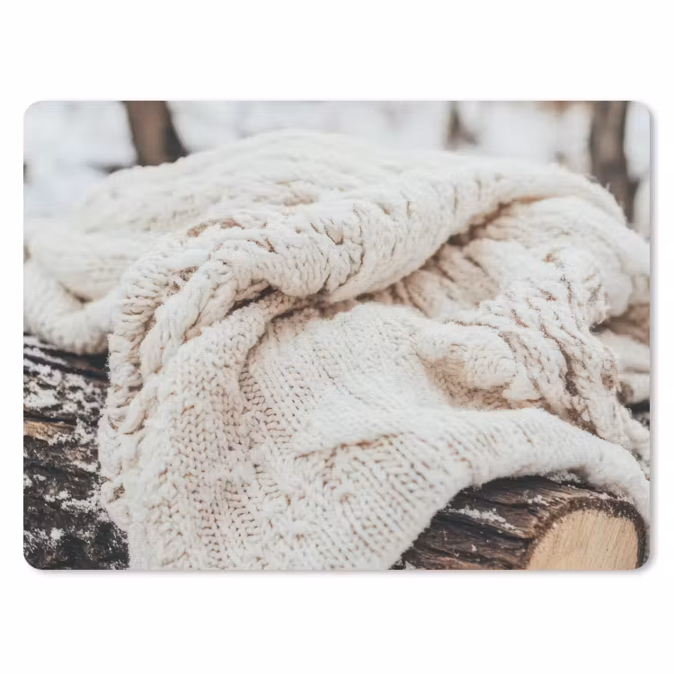 Muismat - Deken - Wit - Boomstronk - Winter - Sneeuw — 1