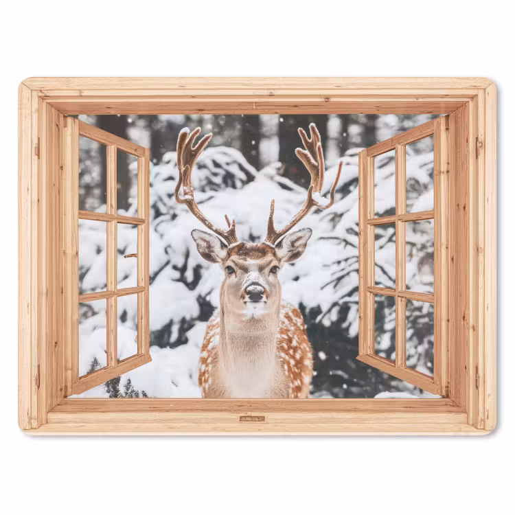 Muismat - Doorkijk - Hert - Sneeuw - Winter - Bos - Dieren — 1